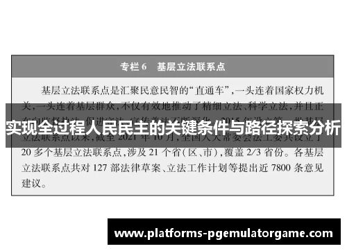 实现全过程人民民主的关键条件与路径探索分析